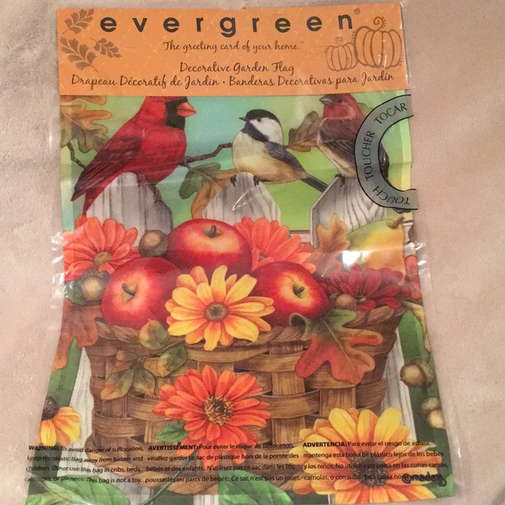 Fall Birds Apple Basket Garden Flag NWT